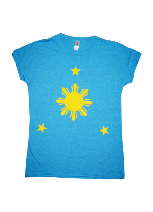 Filipino Sun & Stars Womens Tee Shirt by AiReal in Sapphire